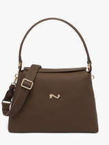 Sac Port� �paule Camelia Cuir Nathan baume Marron eden 5