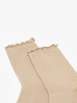 Chaussettes Pieces Beige socks women 17149458-vue-porte