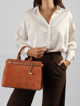 Handtas M Faubourg Su�de Leder Lancel Bruin faubourg A14257-vue-porte