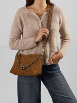 Cross Body Tas Vintage Leder Mila louise Beige vintage 3864VC1-vue-porte