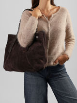 Sac Port� �paule Vintage Cuir Mila louise Marron vintage 3908V-vue-porte