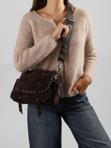 Cross Body Tas Vintage Leder Mila louise Bruin vintage 3861DVCC-vue-porte