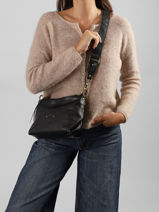 Cross Body Tas Vintage Leder Mila louise Zwart vintage 3864CC-vue-porte