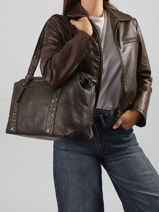 Schoudertas Brooklyn Leder Basilic pepper Bruin brooklyn BBRO04-vue-porte