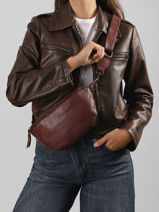 Sac Banane Cow Cuir Basilic pepper Rouge cow BCOW55-vue-porte