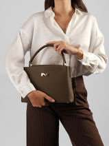 Handtas Magnolia Leder Nathan baume Bruin eden 3-vue-porte