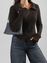 Sac Port� �paule Saffiano David jones Bleu saffiano A-vue-porte
