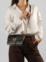 Cross Body Tas Love Bag Icon Leder Pinko Zwart love bag icon 7665A2JG-vue-porte