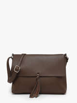 Sac Bandouli�re Grained Flora & co Marron grained F8045