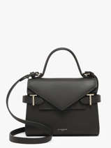 Sac Bandouli�re S Double Rabat Emilie Cuir Le tanneur Noir emily TEMI1003