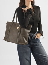 Schoudertas A4 Formaat Zip Lulu castagnette Groen zip 2-vue-porte