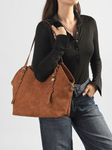 Sac Port� �paule Surpique Lulu castagnette Marron surpique BAKI-vue-porte