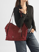 Sac Port� �paule Surpique Lulu castagnette Rouge surpique BAKI-vue-porte