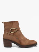 Enkellaarsjes Met Hak Uit Leder Dorking Beige women CA