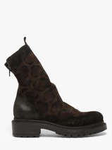 Bottines Biker En Cuir Metisse Marron women Bottines en nubuck.