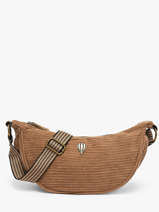Sac Bandouli�re Velours Le voyage en panier Beige velours AHP307