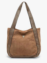 Sac Port� �paule Velours Le voyage en panier Beige velours AHP308