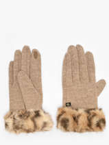 Handschoenen Met Luipaardboord Le voyage en panier Beige accessoires AHG004