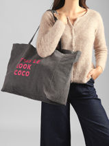 Sac Port� �paule Sastro Coton Pieces Gris sastro 17156725-vue-porte