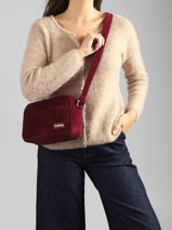 Sac Bandouli�re Nino Velours Hindbag Rouge velours V-vue-porte