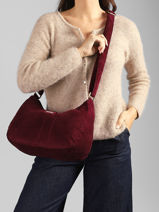 Cross Body Tas Rosa Ribfluweel Hindbag Rood velours V-vue-porte