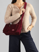 Sac Bandouli�re Velours Velours C�tel� Hindbag Rouge velours V-vue-porte