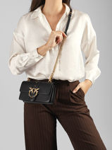 Sac Bandouli�re Mini Love One Cuir Pinko Noir love bag icon 7071A0F1-vue-porte