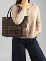 Sac Port� �paule Taylor Imprim� Tartan Laurent david Marron ld bags 135-vue-porte