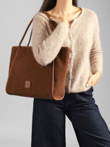 Sac Shopping Verona Velours C�tel� Laurent david Marron ld bags 111-vue-porte