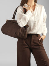 Grand Sac Lune En Cuir Nubuck Vanessa bruno Marron lune 3V40921-vue-porte