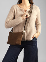 Sac Bandouli�re Velours Le voyage en panier Marron velours AHP304-vue-porte