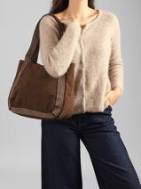 Schoudertas Velours Le voyage en panier Bruin velours AHP308-vue-porte