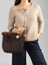 Panier S Doudou L�opard Le voyage en panier Marron doudou S-vue-porte