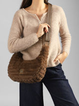 Sac Port� �paule Quadri Polyester Le voyage en panier Marron quadri AHP320-vue-porte