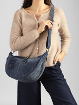 Sac Bandouli�re Denim Le voyage en panier Bleu denim AHP339-vue-porte