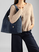 Schoudertas Denim Le voyage en panier Blauw denim AHP340-vue-porte