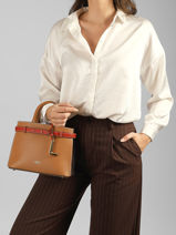 Sac Port� Main S Faubourg Cuir Lancel Marron faubourg A13547-vue-porte