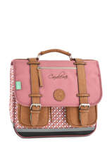 Boekentas 2 Compartimenten Cameleon Roze vintage VINCA35