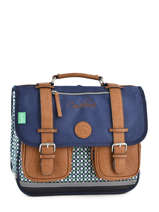 Boekentas 2 Compartimenten Cameleon Blauw vintage VINCA35