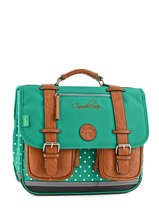 Boekentas 2 Compartimenten Cameleon Groen vintage VINCA35