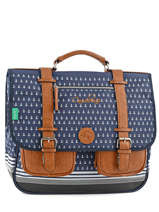 Boekentas 3 Compartimenten Cameleon Blauw vintage VINCA41
