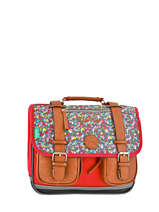 Cartable 2 Compartiments Cameleon Rouge vintage VINCA35