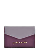 Porte-monnaie Cuir Lancaster Violet saffiano signature 1