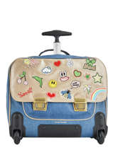 Boekentas Op Wieltjes Jeune premier Blauw canvas WH18