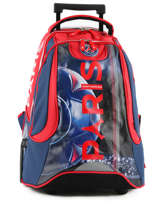 Sac  Dos  Roulettes 2 Compartiments Paris st germain Bleu ici c'est paris 173P204R