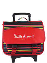 Boekentas Op Wieltjes 2 Compartimenten Little marcel Roze raye 8873