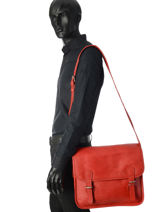Cross Body Tas La Sacoche M Leder Paul marius Rood vintage M-vue-porte