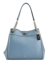 Sac Shopping Edie Cuir Coach Bleu edie 36855