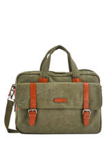 Porte-documents 1 Compartiment + Pc 15'' Etrier Vert canvas ECAN01