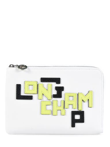 Longchamp Le pliage cuir lgp Pochette Blanc